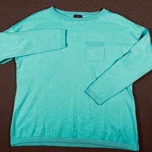 Talbots Cotton Wool Cashmere Sweater Turquoise Size Large Petite EUC
